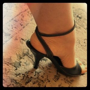 Black ankle strap heels